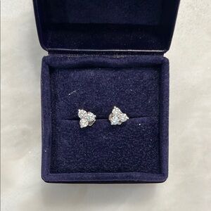 Diamond Triangle Set Earrings, 14K white gold